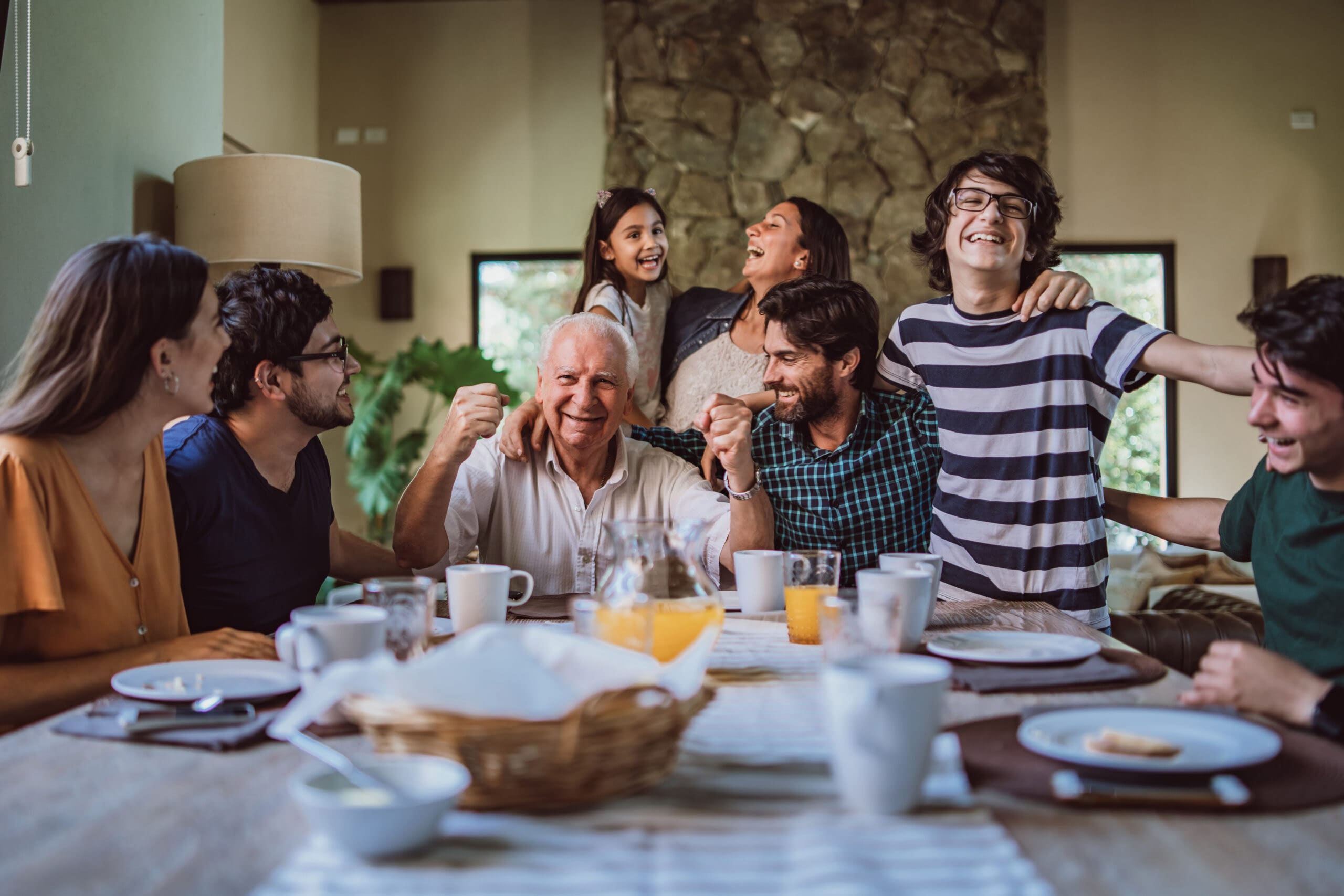 multi generational family around the dinner table