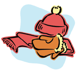 cartoon mittens, gloves, and scarves