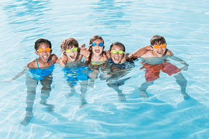 Kids playing in swimming pool