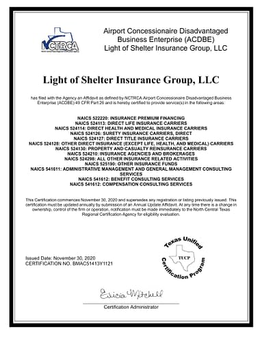 LSIG DBE-ACDBE Certificate