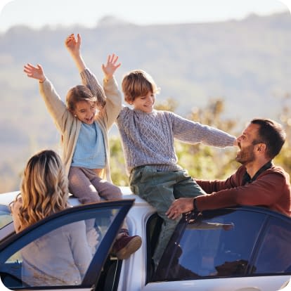 Happy kids having fun with their parents
