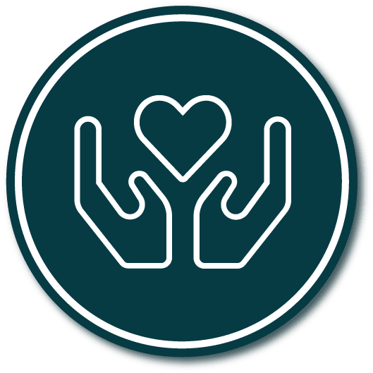 life shadow hands holding heart icon