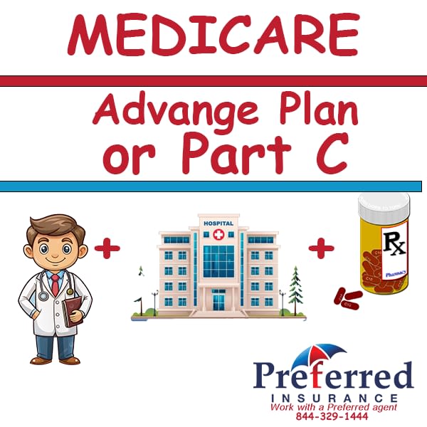 Medicare Part C Medicare Advantage Coverage – Preferred Insurance Florida insurance agent helping senior understand Medicare Part C and Medicare Advantage options.