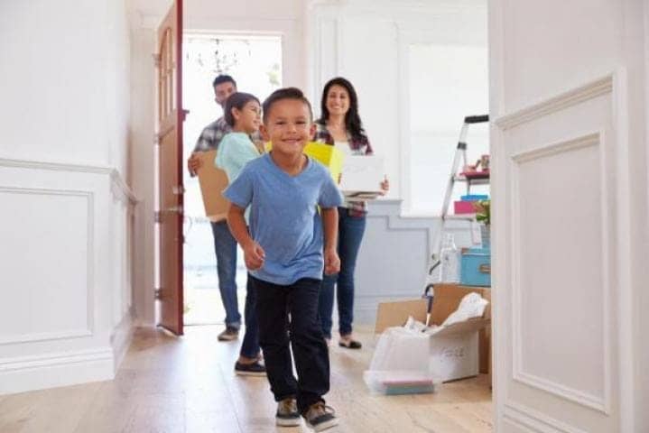 family moving into a new home
