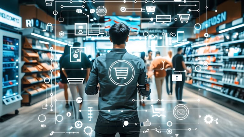 Business Technology 72026 Digital graphic in front of image of retail store