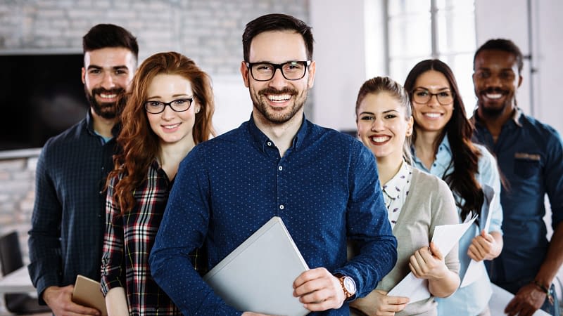 Team of small business workers