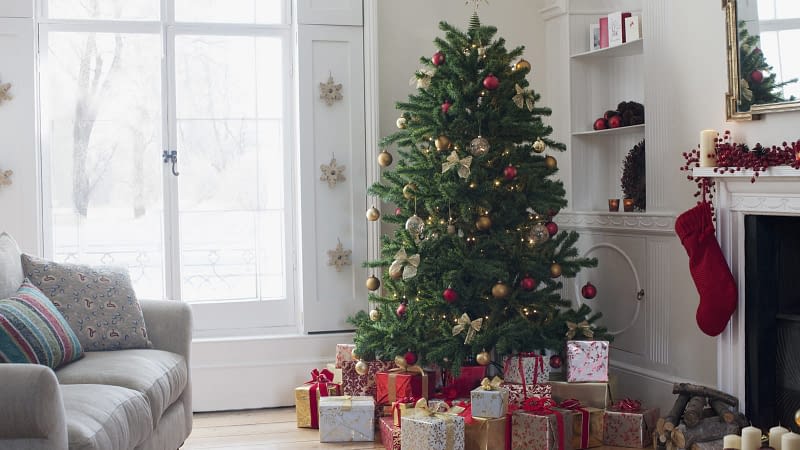Christmas tree in a living room