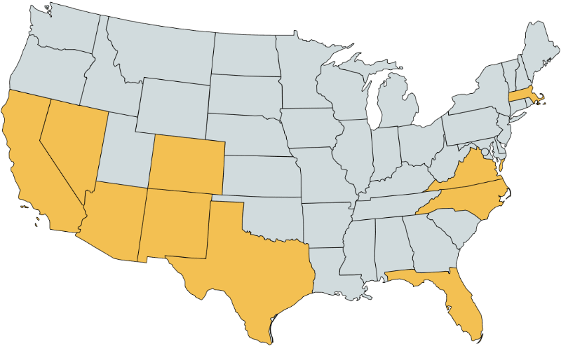 L & A Insurance Services Licensed States Map