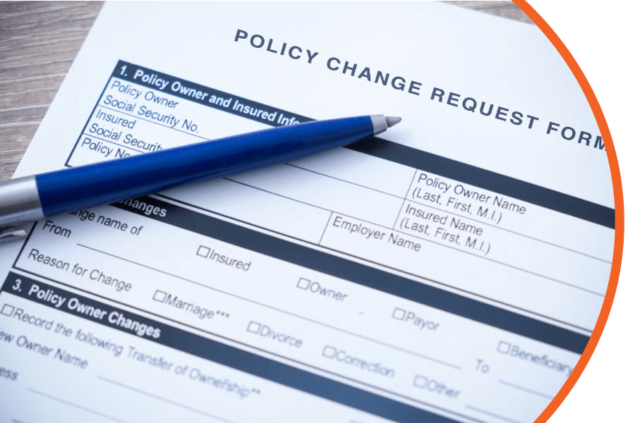 policy change request form and pen