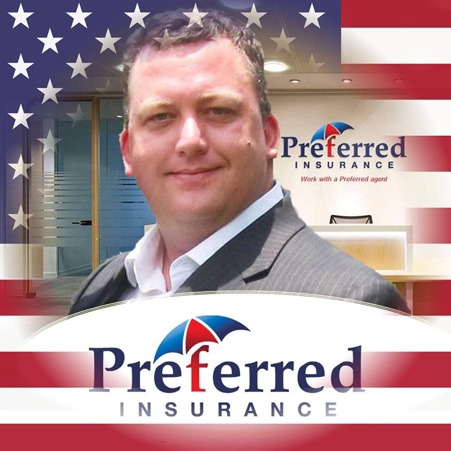 Headshot of Justin Wells, Owner of Preferred Insurance Headshot of Justin Wells, veteran and owner of Preferred Insurance, smiling confidently in a business-casual setting.
