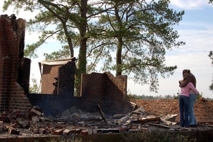 destroyed home after natural disaster